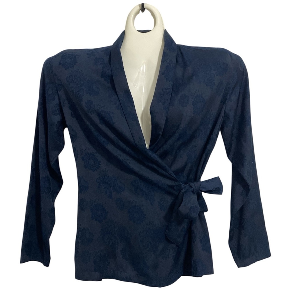 Vintage Passports Pier 1 navy jacquard wrap jacket